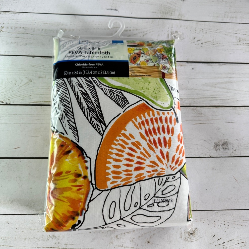 Mainstays PEVA Vinyl Tablecloth‎ 60x84 Fruit Design Summer Picnic BBQ Party